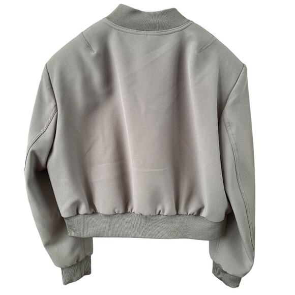 Mango Khaki Bomber Jacket with Shoulder Pads, L - Picture 5 of 11